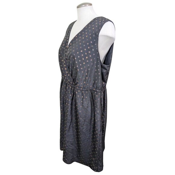 Lane Bryant Surplice Front Dress Plus 3X Black Gold Dots Sleeveless Lined Party - Picture 4 of 6